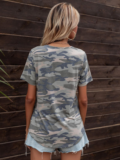 Glitter V-Neck Short Sleeve Tee Shirt - SHE BADDY© ONLINE WOMEN FASHION & CLOTHING STORE