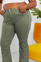 Zenana Clementine Full Size High-Rise Bootcut Jeans in Olive - SHE BADDY© ONLINE WOMEN FASHION & CLOTHING STORE