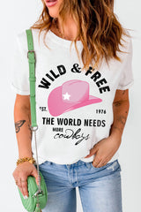 Slogan Graphic Cuffed Tee Round Neck Tee Shirt - SHE BADDY© ONLINE WOMEN FASHION & CLOTHING STORE