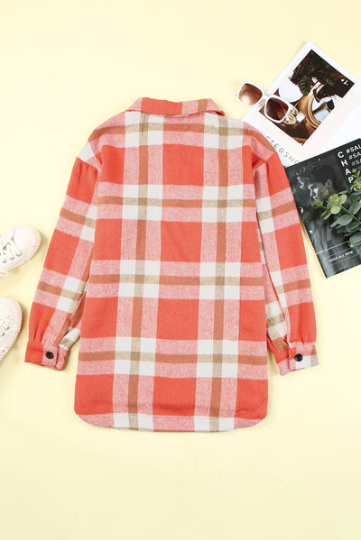 Plaid Dropped Shoulder Pocket Shacket - SHE BADDY© ONLINE WOMEN FASHION & CLOTHING STORE