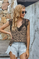 Printed Lace Detail Tank - SHE BADDY© ONLINE WOMEN FASHION & CLOTHING STORE