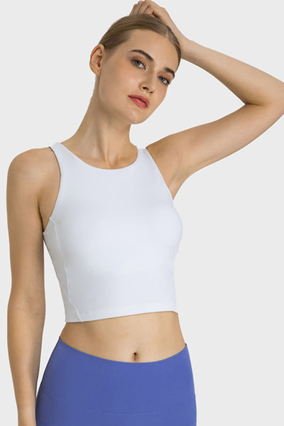 Feel Like Skin Highly Stretchy Cropped Sports Tank - SHE BADDY© ONLINE WOMEN FASHION & CLOTHING STORE