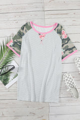 Plus Size Printed Baseball Tee - SHE BADDY© ONLINE WOMEN FASHION & CLOTHING STORE