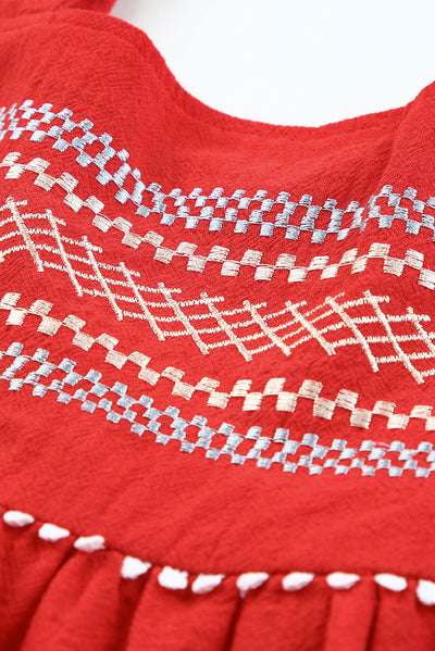 Embroidered Tie-Shoulder Babydoll Tank - SHE BADDY© ONLINE WOMEN FASHION & CLOTHING STORE