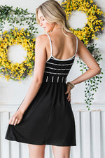 Striped Spaghetti Strap Belted Dress - SHE BADDY© ONLINE WOMEN FASHION & CLOTHING STORE