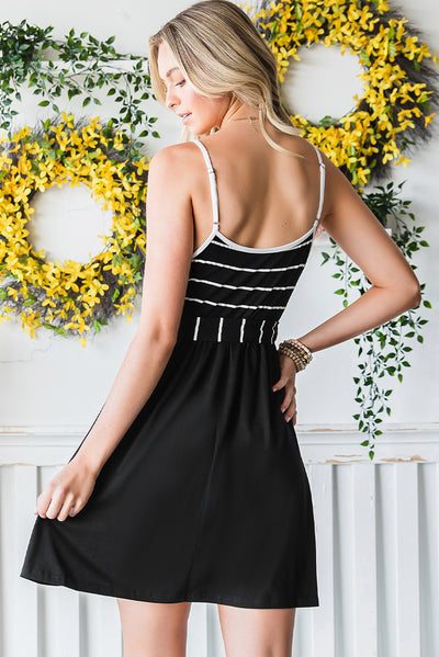 Striped Spaghetti Strap Belted Dress - SHE BADDY© ONLINE WOMEN FASHION & CLOTHING STORE