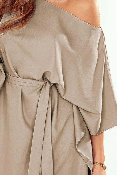 Tie Waist One-Shoulder Mini Dress - SHE BADDY© ONLINE WOMEN FASHION & CLOTHING STORE
