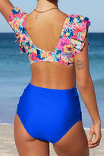 Two-Tone Flutter Sleeve Two-Piece Swimsuit - SHE BADDY© ONLINE WOMEN FASHION & CLOTHING STORE