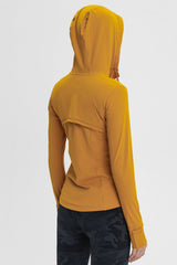 Zip Up Drawstring Detail Hooded Sports Jacket - SHE BADDY© ONLINE WOMEN FASHION & CLOTHING STORE