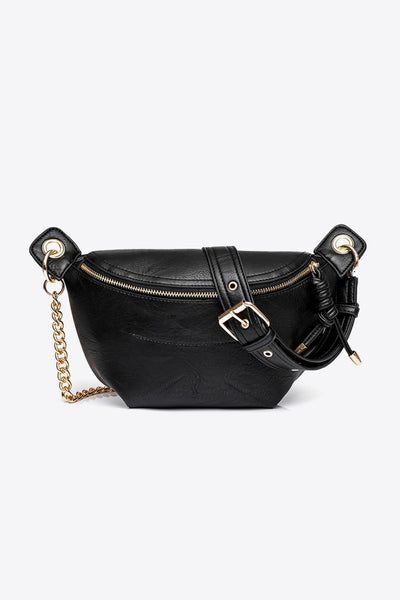 PU Leather Chain Strap Crossbody Bag - SHE BADDY© ONLINE WOMEN FASHION & CLOTHING STORE