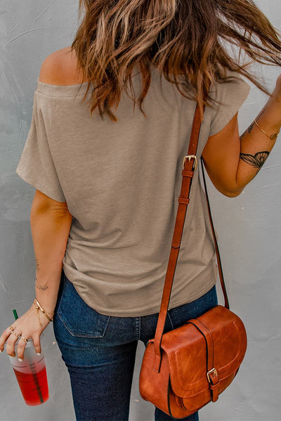 Capped Sleeve Round Neck T-Shirt - SHE BADDY© ONLINE WOMEN FASHION & CLOTHING STORE