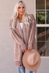 Heathered Open Front Longline Cardigan - SHE BADDY© ONLINE WOMEN FASHION & CLOTHING STORE