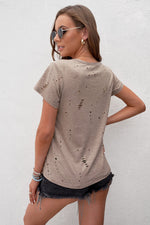 Distressed Short Sleeve Pocket Tee - SHE BADDY© ONLINE WOMEN FASHION & CLOTHING STORE