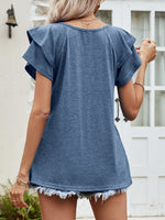 Layered Flutter Sleeve V-Neck Top - SHE BADDY© ONLINE WOMEN FASHION & CLOTHING STORE