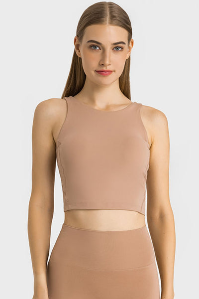 Feel Like Skin Highly Stretchy Cropped Sports Tank - SHE BADDY© ONLINE WOMEN FASHION & CLOTHING STORE