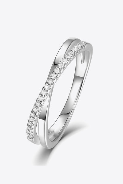 925 Sterling Silver Crisscross Moissanite Ring - SHE BADDY© ONLINE WOMEN FASHION & CLOTHING STORE