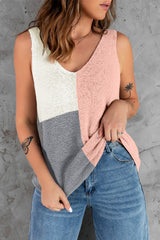 Color Block V-Neck Knitted Tank - SHE BADDY© ONLINE WOMEN FASHION & CLOTHING STORE