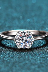 1 Carat Moissanite Rhodium-Plated Solitaire Ring - SHE BADDY© ONLINE WOMEN FASHION & CLOTHING STORE