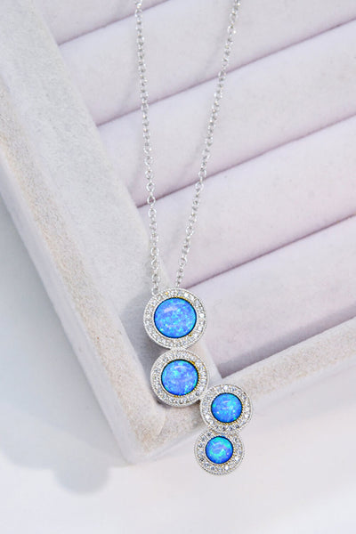 Opal Round Pendant Chain-Link Necklace - SHE BADDY© ONLINE WOMEN FASHION & CLOTHING STORE