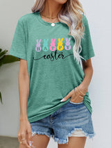 HAPPY EASTER Graphic Round Neck T-Shirt - SHE BADDY© ONLINE WOMEN FASHION & CLOTHING STORE