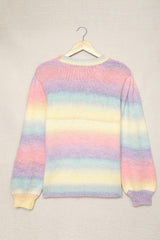 Gradient Stripes Bishop Sleeve Sweater - SHE BADDY© ONLINE WOMEN FASHION & CLOTHING STORE