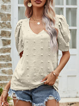 Swiss Dot Short Puff Sleeve Top - SHE BADDY© ONLINE WOMEN FASHION & CLOTHING STORE