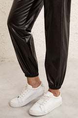 Elastic Waist PU Leather Joggers - SHE BADDY© ONLINE WOMEN FASHION & CLOTHING STORE