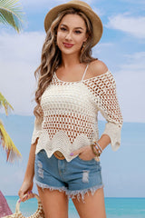 Openwork Hem Detail Cover Up - SHE BADDY© ONLINE WOMEN FASHION & CLOTHING STORE