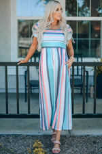 Striped Print High Waist Maxi Dress - SHE BADDY© ONLINE WOMEN FASHION & CLOTHING STORE