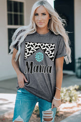 MAMA Graphic Cuffed Sleeve Round Neck Tee - SHE BADDY© ONLINE WOMEN FASHION & CLOTHING STORE