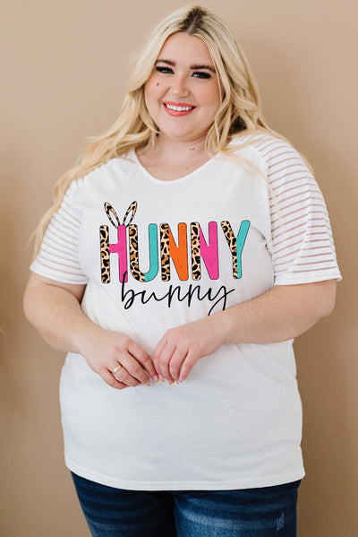 Plus Size HUNNY BUNNY Graphic Striped Tee - SHE BADDY© ONLINE WOMEN FASHION & CLOTHING STORE