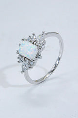 925 Sterling Silver Zircon and Opal Ring - SHE BADDY© ONLINE WOMEN FASHION & CLOTHING STORE