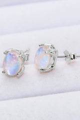 Natural Moonstone 4-Prong Stud Earrings - SHE BADDY© ONLINE WOMEN FASHION & CLOTHING STORE