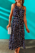 Polka Dot Belted Sleeveless Tiered Maxi Dress - SHE BADDY© ONLINE WOMEN FASHION & CLOTHING STORE