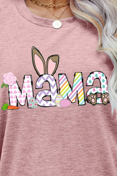 Easter MAMA Graphic Round Neck T-Shirt - SHE BADDY© ONLINE WOMEN FASHION & CLOTHING STORE