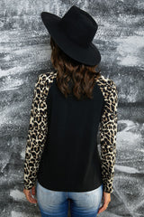 Leopard Print Grommet Long Sleeve Tee - SHE BADDY© ONLINE WOMEN FASHION & CLOTHING STORE