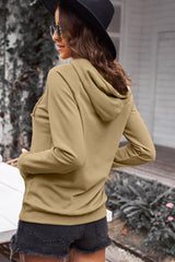 Letter Graphic Hoodie with Kangaroo Pocket - SHE BADDY© ONLINE WOMEN FASHION & CLOTHING STORE