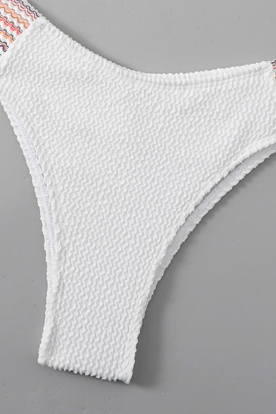 Contrast Textured High Cut Swim Set - SHE BADDY© ONLINE WOMEN FASHION & CLOTHING STORE
