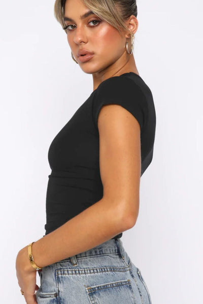 Crewneck Short Sleeve Tee - SHE BADDY© ONLINE WOMEN FASHION & CLOTHING STORE