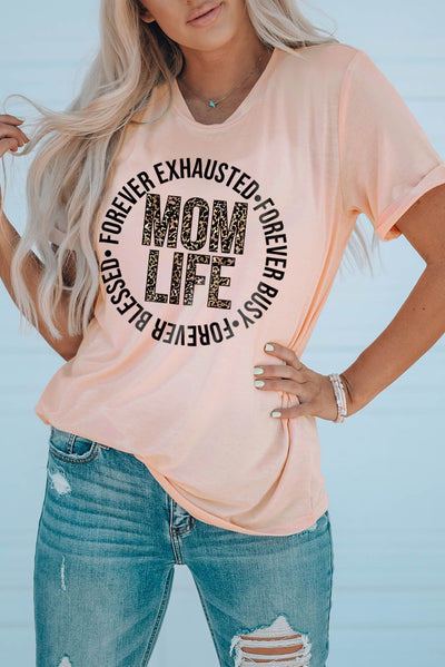 MOM LIFE Leopard Graphic Cuffed Tee - SHE BADDY© ONLINE WOMEN FASHION & CLOTHING STORE