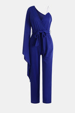 Tie-Waist Split Sleeve Surplice Jumpsuit - SHE BADDY© ONLINE WOMEN FASHION & CLOTHING STORE