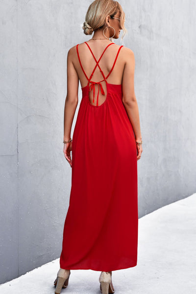 Double Strap Tie Back Dress - SHE BADDY© ONLINE WOMEN FASHION & CLOTHING STORE