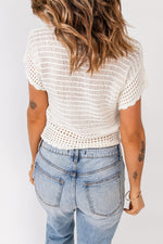 Scalloped Trim Openwork Knit Cropped Top - SHE BADDY© ONLINE WOMEN FASHION & CLOTHING STORE