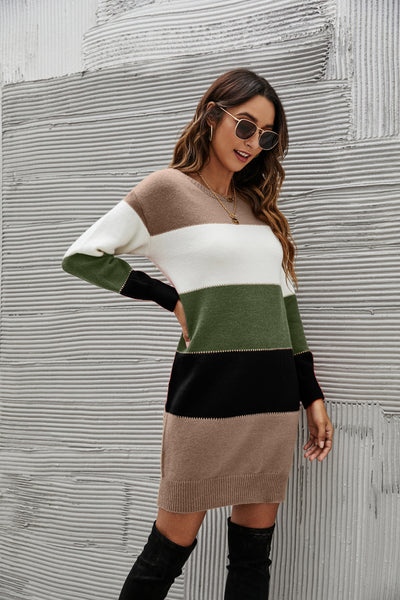 Striped Sweater Dress - SHE BADDY© ONLINE WOMEN FASHION & CLOTHING STORE