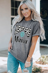 MAMA Graphic Cuffed Sleeve Round Neck Tee - SHE BADDY© ONLINE WOMEN FASHION & CLOTHING STORE