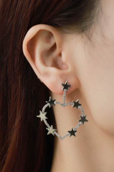 Star Zircon Heart-Shaped Earrings - SHE BADDY© ONLINE WOMEN FASHION & CLOTHING STORE
