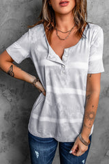 Tie-Dye Henley T-Shirt - SHE BADDY© ONLINE WOMEN FASHION & CLOTHING STORE