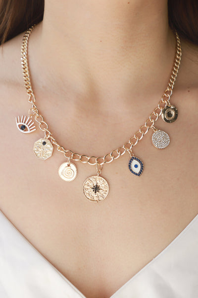 Multi-Pendant Chain Necklace - SHE BADDY© ONLINE WOMEN FASHION & CLOTHING STORE