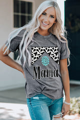 MAMA Graphic Cuffed Sleeve Round Neck Tee - SHE BADDY© ONLINE WOMEN FASHION & CLOTHING STORE