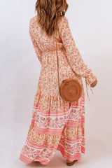 Bohemian Lace-Up Long Sleeve Maxi Dress - SHE BADDY© ONLINE WOMEN FASHION & CLOTHING STORE